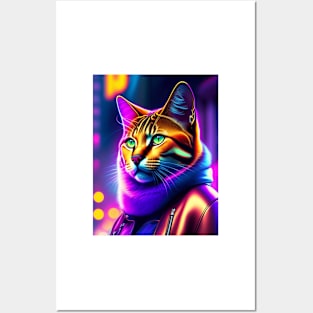 Neon Bengal Cat Shines in the Dark Posters and Art